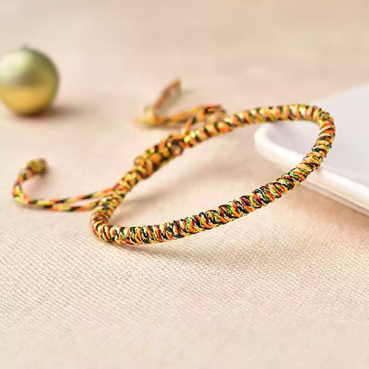 Handcrafted Tibetan Endless Knot Bracelet - Spiritual Protection Amulet with Multicolor Vajra Knot for Good Luck and Blessings