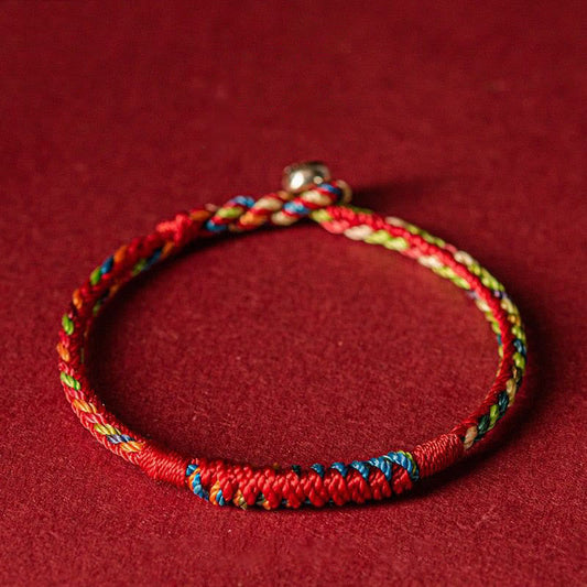 Ancient Tibetan Buddhist Red String Tradition Handmade Five Color Thread Protection Bracelet