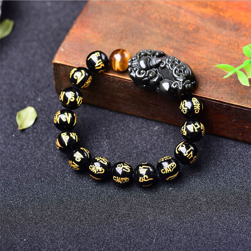 Spirituality Buddha Karma FengShui PiXiu Obsidian Wealth Bracelet