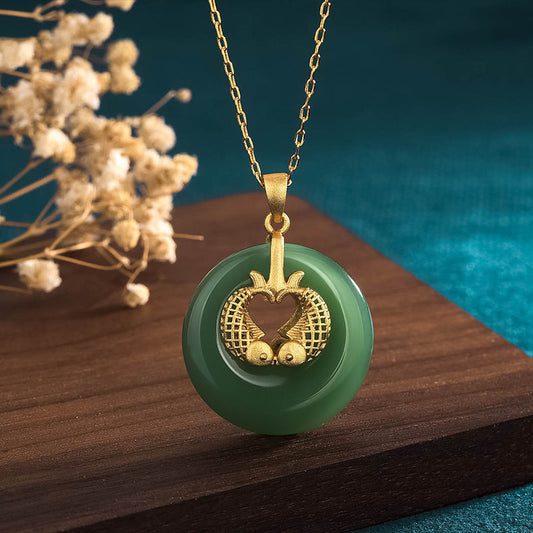 Jade Cyan Jade Koi Fish Luck Necklace Pendant