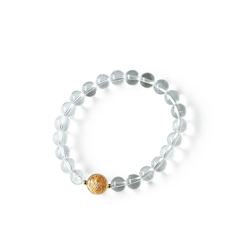 Spirituality Buddha Karma Natural Black Obsidian White Crystal Black Onyx Dragon Strength Bracelet