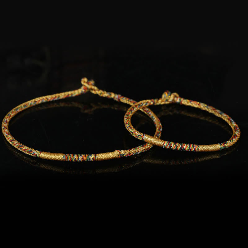 Spirituality Buddha Karma Handmade Gold Multicolored Rope Protection Braided Bracelet Anklet