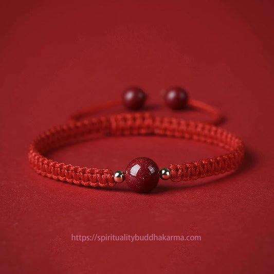 Ancient Tibetan Buddhist Red String Tradition Lucky Cinnabar Bead Blessing Red String Bracelet