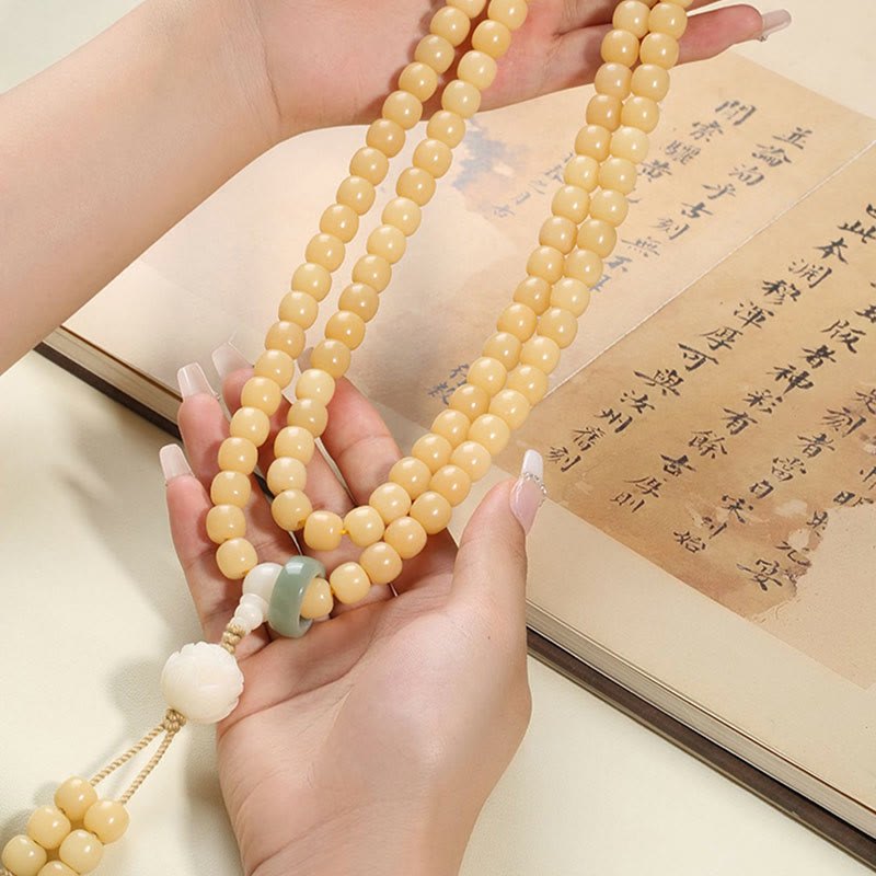 Spirituality Buddha Karma Natural Bodhi Seed Lotus Dzi Bead Peace Harmony Charm Bracelet