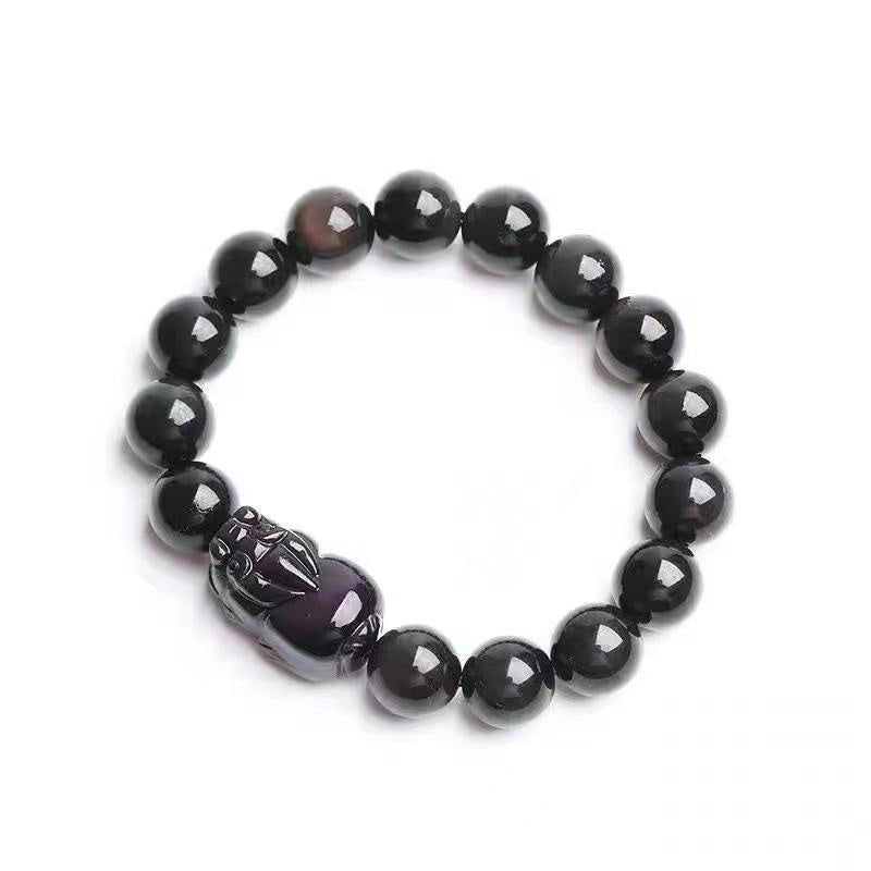 Spirituality Buddha Karma FengShui PiXiu Rainbow Obsidian Healing Bracelet