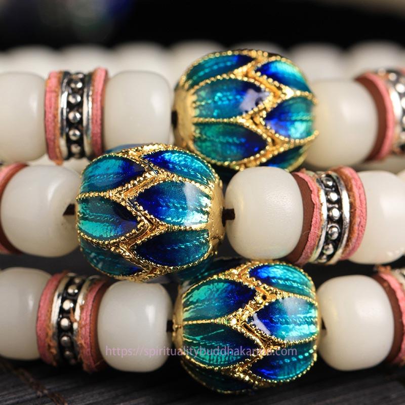 Spirituality Buddha Karma 108 Beads White Bodhi Seed Mala Blessing Bracelet