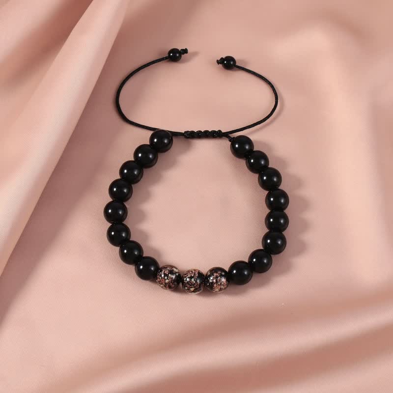 Spirituality Buddha Karma Black Obsidian Luminous Glowstone Strength Bracelet