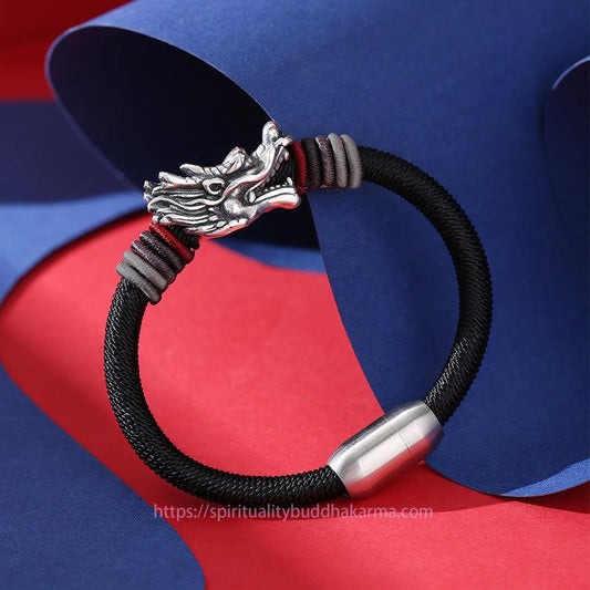 Ancient Tibetan Buddhist Red String Tradition 999 Sterling Silver Dragon Luck Handcrafted Braided Child Adult Bracelet (Extra 30% Off | USE CODE: FS30)