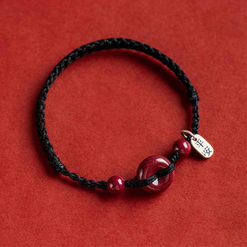 Spirituality Buddha Karma Handmade Cinnabar Peace Buckle Safe and Healthy Charm Blessing String Bracelet Anklet