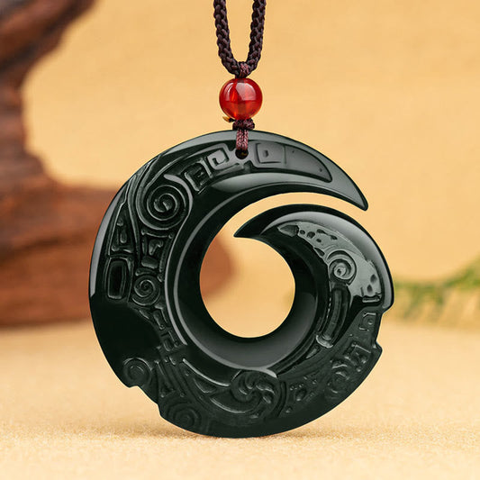 Jade One's Luck Improves Design Patern Natural Hetian Cyan Jade Success Necklace Pendant