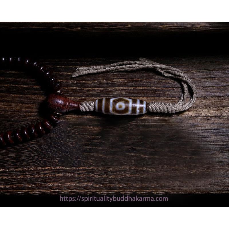 Spirituality Buddha Karma Natural Tibet 108 Mala Beads Purple Bodhi Seed Three-eyed Dzi Bead Copper Dorje Harmony Bracelet