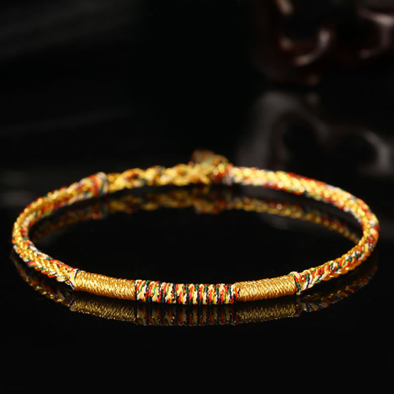 Spirituality Buddha Karma Handmade Gold Multicolored Rope Protection Braided Bracelet Anklet
