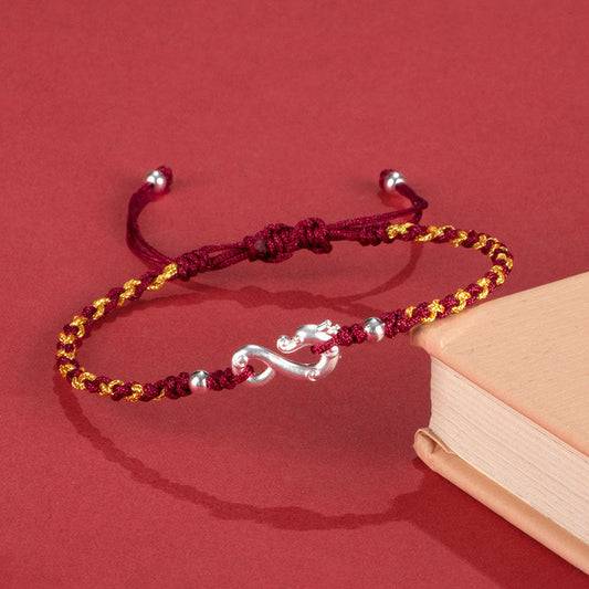 Ancient Tibetan Buddhist Red String Tradition 999 Sterling Silver Year Of The Dragon Luck Protection Braided Bracelet