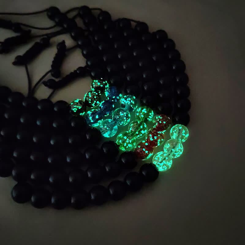 Spirituality Buddha Karma Black Obsidian Luminous Glowstone Strength Bracelet