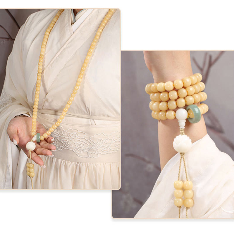 Spirituality Buddha Karma Natural Bodhi Seed Lotus Dzi Bead Peace Harmony Charm Bracelet
