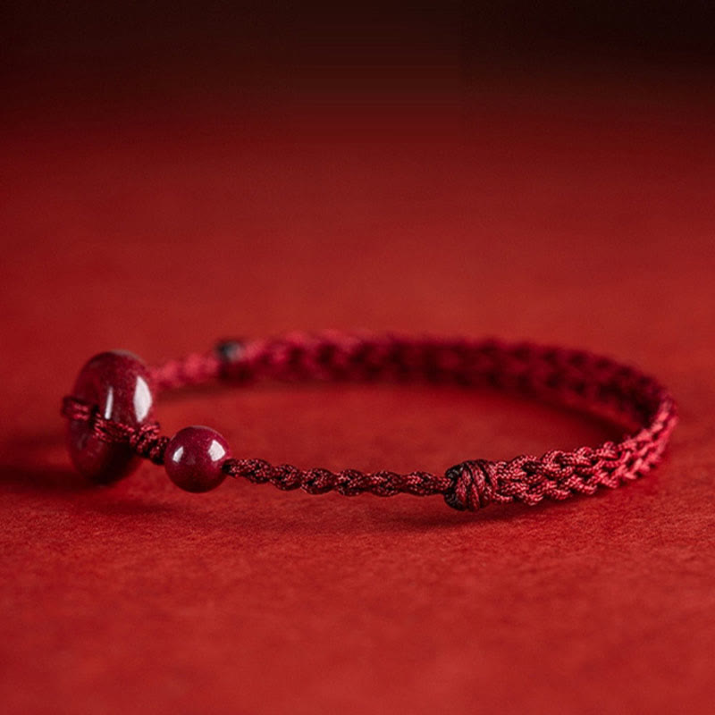 Spirituality Buddha Karma Handmade Cinnabar Peace Buckle Safe and Healthy Charm Blessing String Bracelet Anklet