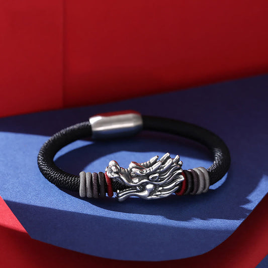 Ancient Tibetan Buddhist Red String Tradition 999 Sterling Silver Dragon Luck Handcrafted Braided Child Adult Bracelet