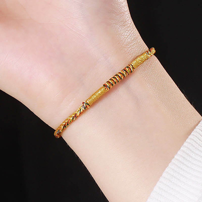 Spirituality Buddha Karma Handmade Gold Multicolored Rope Protection Braided Bracelet Anklet