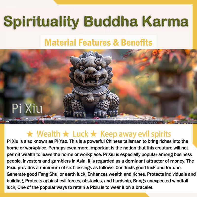 Spirituality Buddha Karma FengShui PiXiu Obsidian Wealth Bracelet