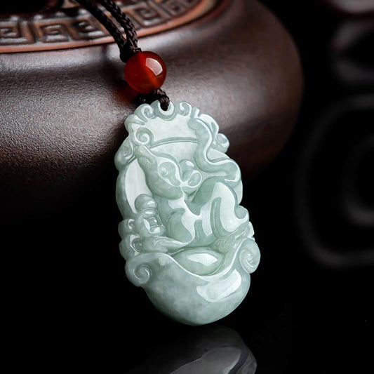 Jade Natural Jade 12 Chinese Zodiac Sucess Pendant Necklace
