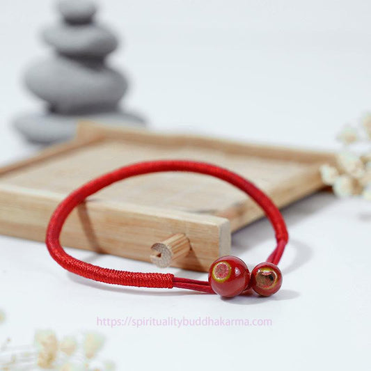Ancient Tibetan Buddhist Red String Tradition FengShui Lucky Red String Ceramic Bracelet