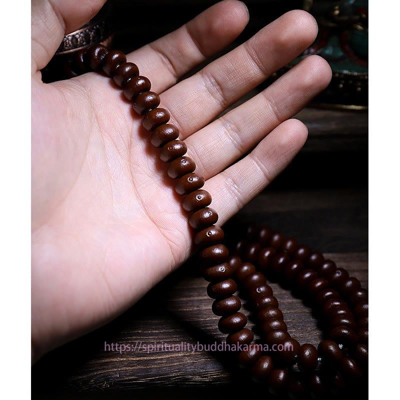 Spirituality Buddha Karma Natural Tibet 108 Mala Beads Purple Bodhi Seed Three-eyed Dzi Bead Copper Dorje Harmony Bracelet