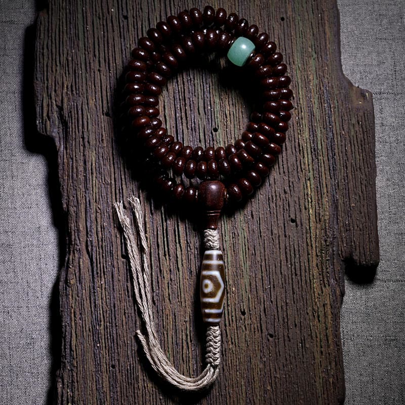 Spirituality Buddha Karma Natural Tibet 108 Mala Beads Purple Bodhi Seed Three-eyed Dzi Bead Copper Dorje Harmony Bracelet