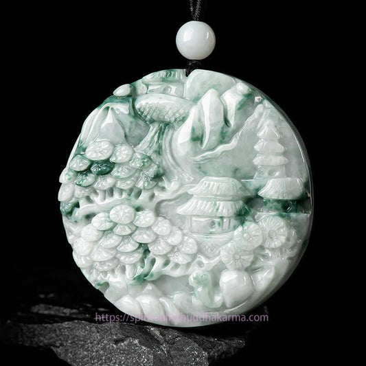 Jade Mountain Landscape Jade Abundance String Necklace