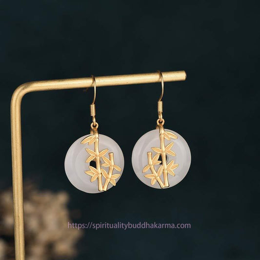 Jade FengShui White Jade Fortune Earrings