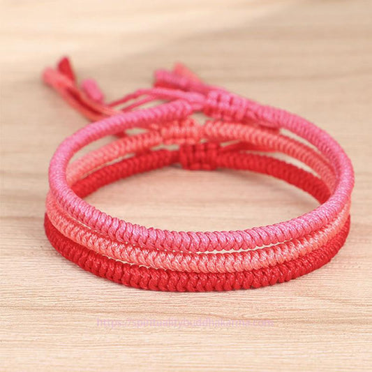 Ancient Tibetan Buddhist Red String Tradition Tibetan 3Pcs King Kong Knot Protection Braided Bracelet