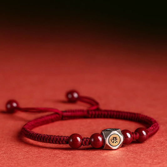 Ancient Tibetan Buddhist Red String Tradition 925 Sterling Silver Chinese Zodiac Natal Buddha Cinnabar Calm Bracelet