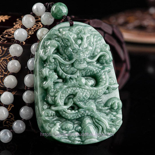 Jade Chinese Zodiac Dragon Jade Prosperity Necklace Bead String Pendant