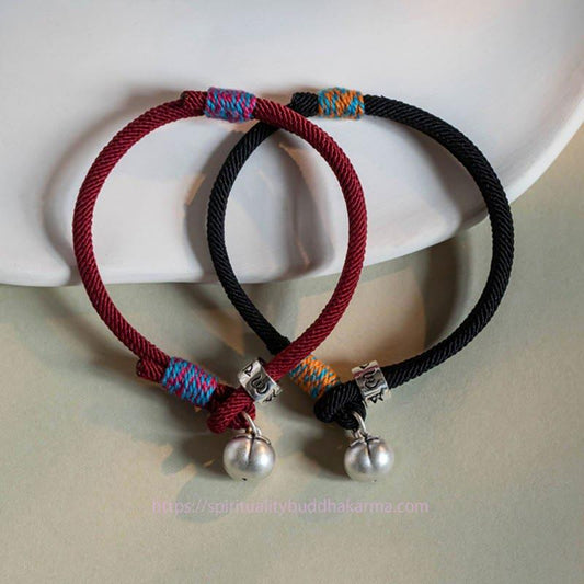 Ancient Tibetan Buddhist Red String Tradition 925 Sterling Silver Tibetan Handmade Om Mani Padme Hum Persimmon Charm Luck Protection Braided Bracelet