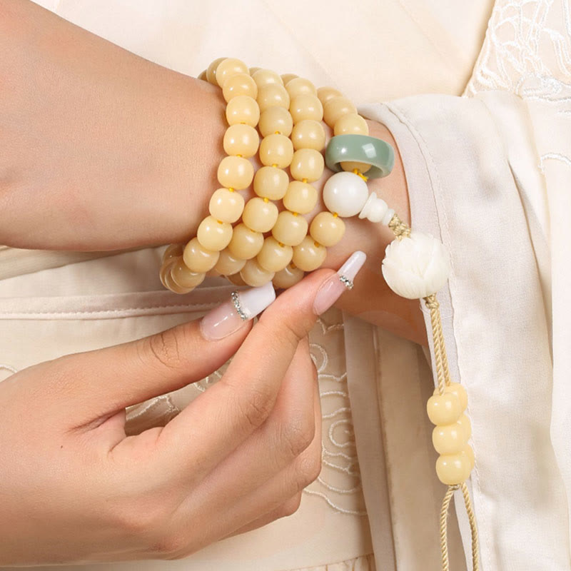 Spirituality Buddha Karma Natural Bodhi Seed Lotus Dzi Bead Peace Harmony Charm Bracelet