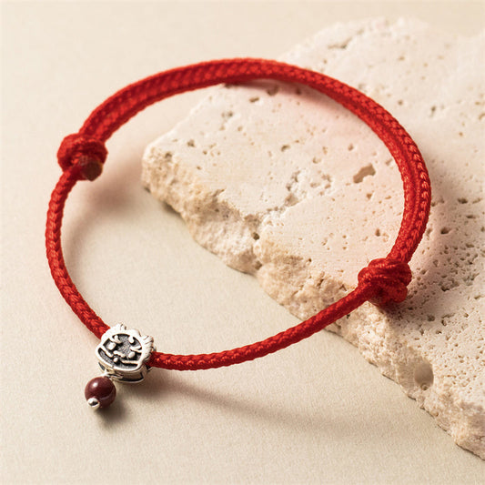 Ancient Tibetan Buddhist Red String Tradition 925 Sterling Silver Luck Year of the Dragon Cinnabar Red String Bracelet (Extra 30% Off | USE CODE: FS30)