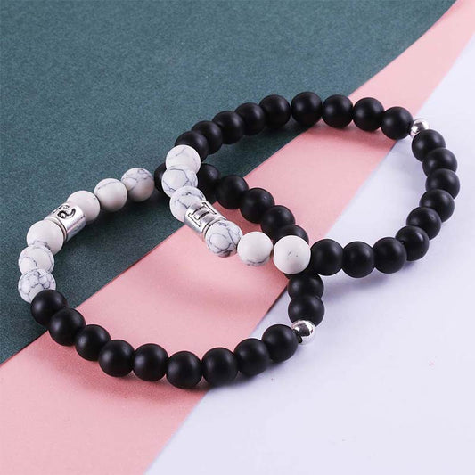 Spirituality Buddha Karma 12 Constellations of the Zodiac Natural Frosted Stone White Turquoise Bead Fortune Bracelet