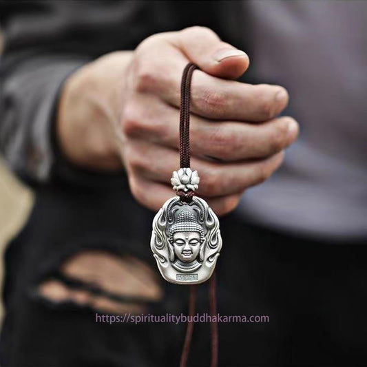 Buddha Energy Necklace Chinese Zodiac Natal Buddha Om Mani Padme Hum Lotus Compassion Necklace Pendant