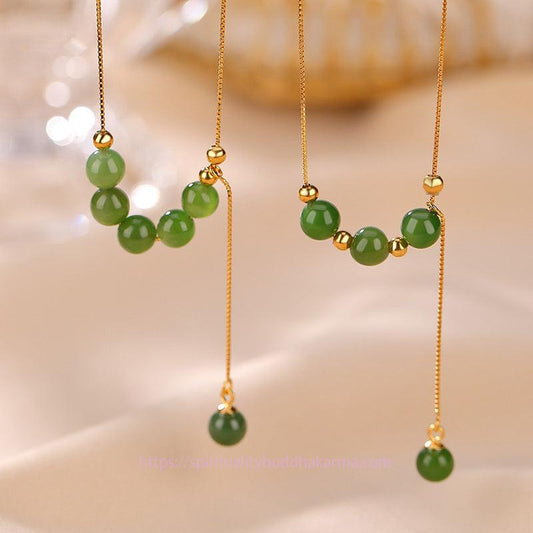 Jade 925 Sterling Silver Cyan Jade Beads Healing Necklace Pendant