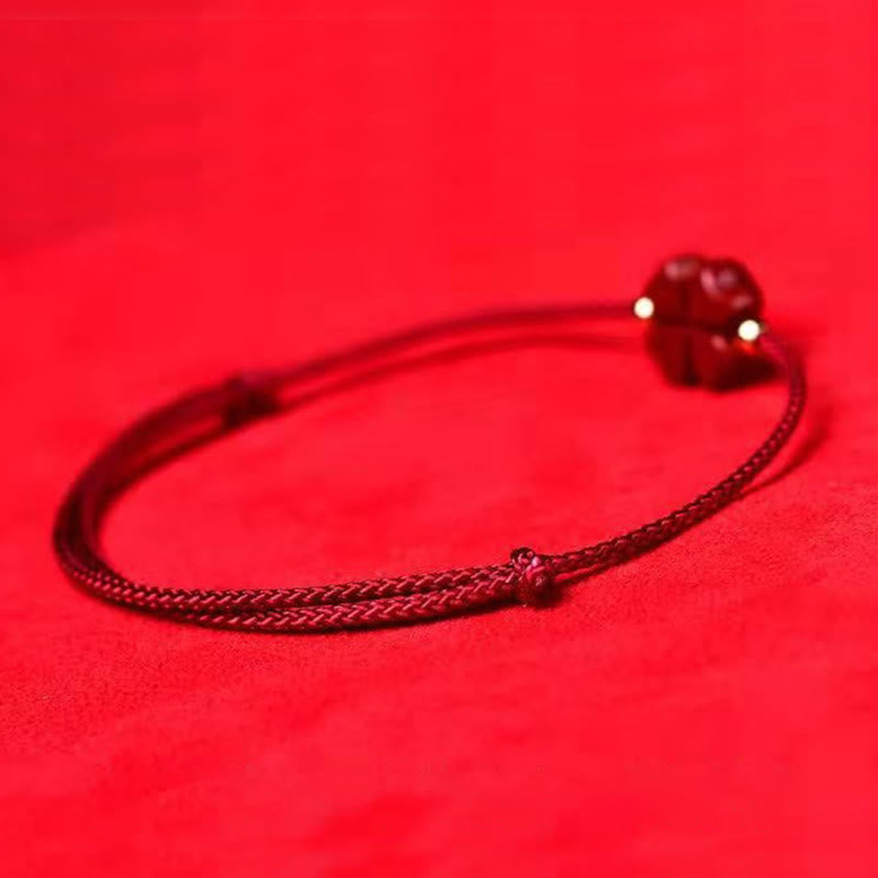 Spirituality Buddha Karma Natural Cinnabar Four Leaf Clover Blessing Red String Bracelet Anklet