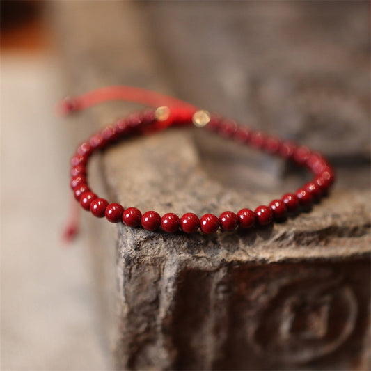 Ancient Tibetan Buddhist Red String Tradition Natural Cinnabar Blessing Red String Braided Bracelet Anklet