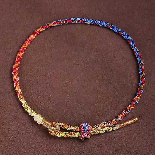 Ancient Tibetan Buddhist Red String Tradition Handcrafted Luck Colorful Rope Child Adult Bracelet