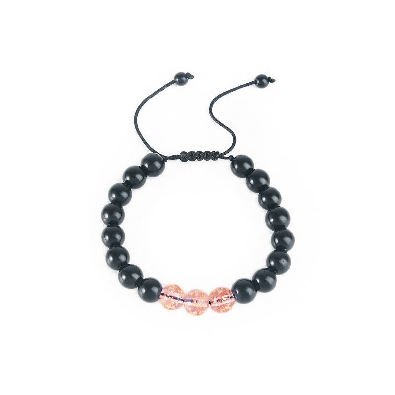 Spirituality Buddha Karma Black Obsidian Luminous Glowstone Strength Bracelet