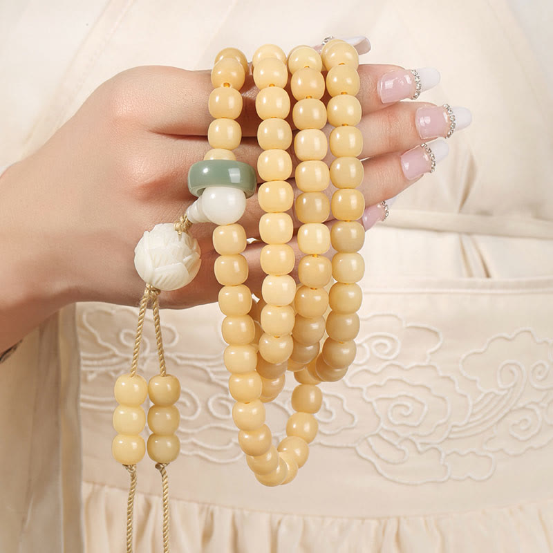 Spirituality Buddha Karma Natural Bodhi Seed Lotus Dzi Bead Peace Harmony Charm Bracelet