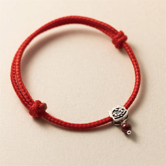 Ancient Tibetan Buddhist Red String Tradition 925 Sterling Silver Luck Year of the Dragon Cinnabar Red String Bracelet (Extra 30% Off | USE CODE: FS30)