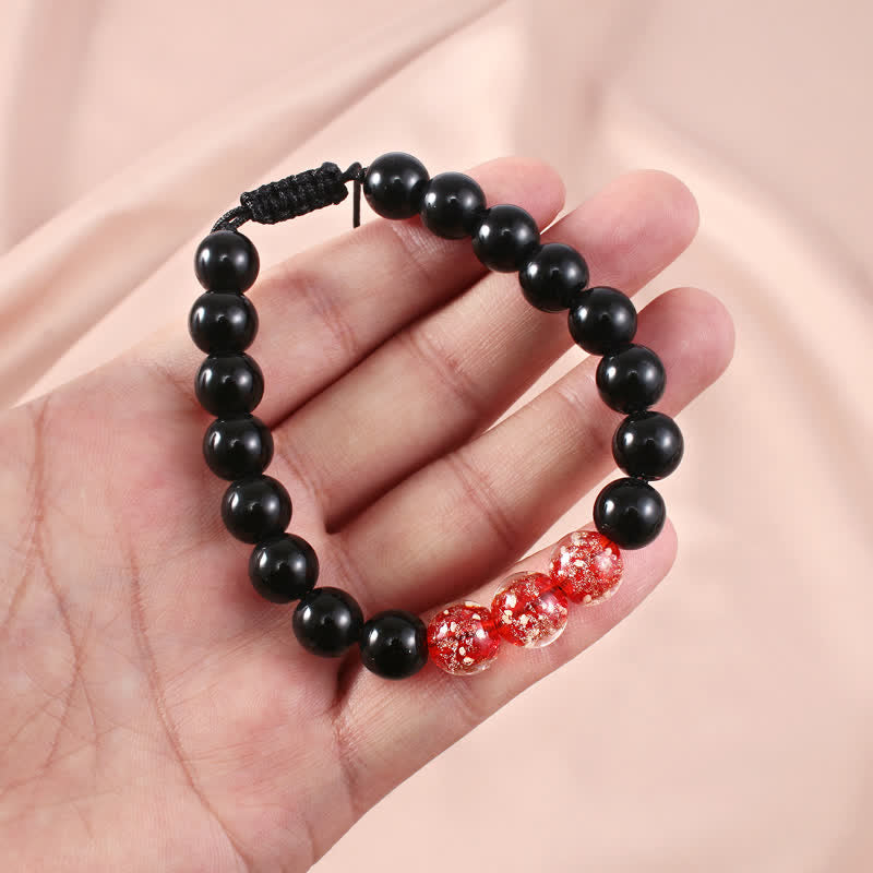 Spirituality Buddha Karma Black Obsidian Luminous Glowstone Strength Bracelet