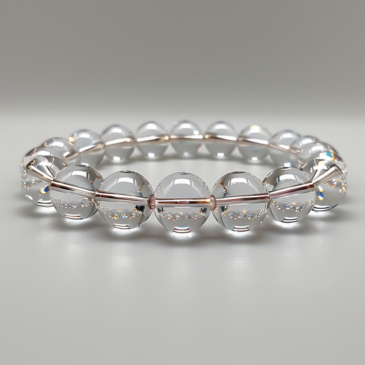 N010 Top Grade Gem Collectible Natural Clear Quartz Crystal Bracelet - Amplify Energy, Purify Mind, and Elevate Spiritual Awareness