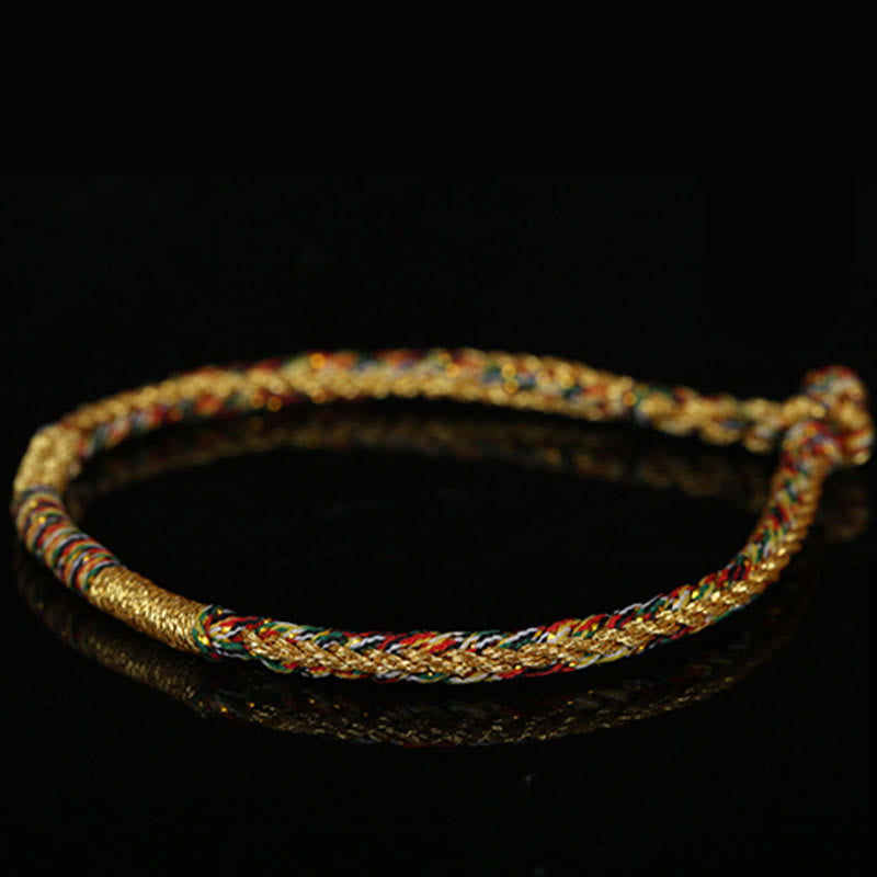 Spirituality Buddha Karma Handmade Gold Multicolored Rope Protection Braided Bracelet Anklet