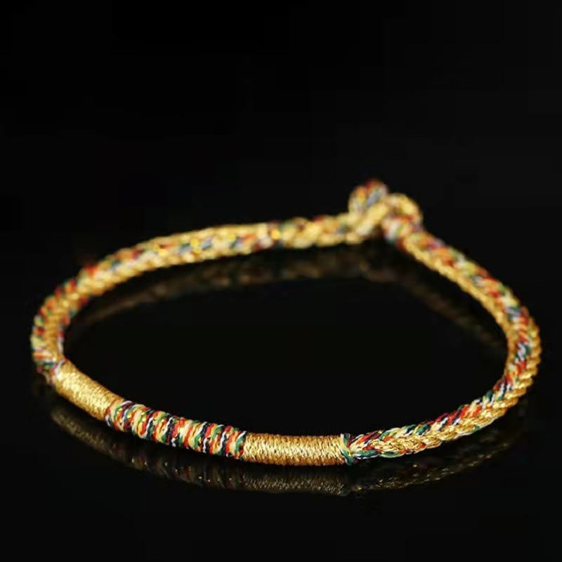 Spirituality Buddha Karma Handmade Gold Multicolored Rope Protection Braided Bracelet Anklet