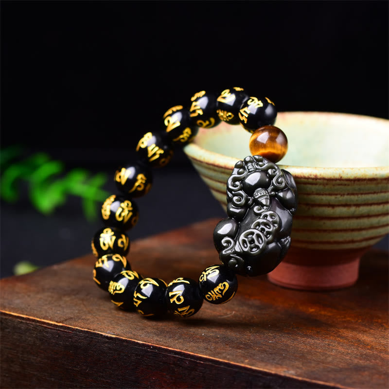Spirituality Buddha Karma FengShui PiXiu Obsidian Wealth Bracelet