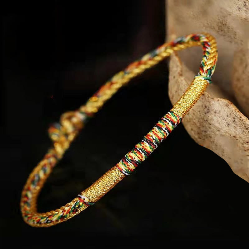Spirituality Buddha Karma Handmade Gold Multicolored Rope Protection Braided Bracelet Anklet